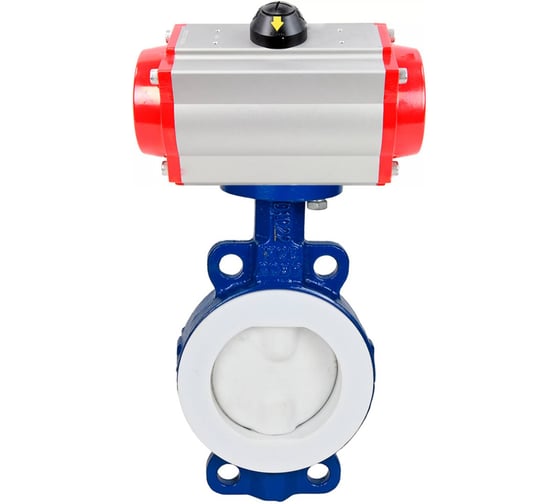 Затвор DN.ru WCB-WCB-PTFE-PTFE-Fb-R Ду250 Ру16, пневмопривод с возвратными пружинами D050-65383 D050-59402 1