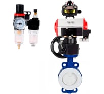 Затвор DN.ru WCB-WCB-PTFE-PTFE-Fb-R Ду300 Ру16 с пневмоприводом, пневмораспределителем, БПВ, БКВ, дублером D050-60182