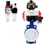 Затвор DN.ru WCB-WCB-PTFE-PTFE-Fb-R Ду250 Ру16 с пневмоприводом, пневмораспределителем, БПВ, БКВ D050-60032