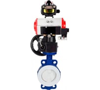 Затвор DN.ru WCB-WCB-PTFE-PTFE-Fb-H Ду65 Ру16 с пневмоприводом, пневмораспределителем, БКВ, дублером D050-59816