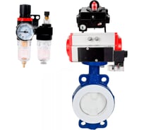 Затвор DN.ru WCB-WCB-PTFE-PTFE-Fb-R Ду250 Ру16 с пневмоприводом, пневмораспределителем, БПВ, БКВ D050-60080