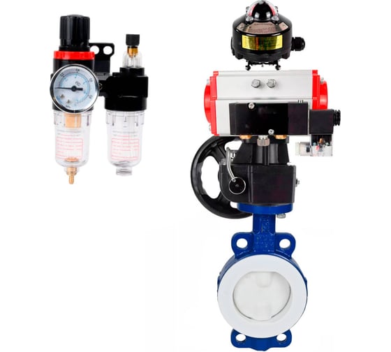 Затвор DN.ru WCB-WCB-PTFE-PTFE-Fb-R Ду250 Ру16 пневмопривод, пневморасп, БКВ, БПВ, дублёр D050-60172 1
