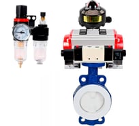 Затвор DN.ru WCB-WCB-PTFE-PTFE-Fb-R Ду150 Ру16 с пневмоприводом, пневмораспределителем, БПВ, БКВ D050-60062