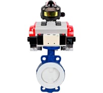 Затвор DN.ru WCB-WCB-PTFE-PTFE-Fb-H Ду80 Ру16 с пневмоприводом, пневмораспределителем, БКВ D050-59589