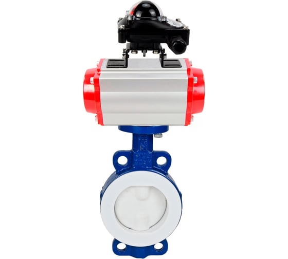 Затвор DN.ru WCB-WCB-PTFE-PTFE-Fb-R Ду150 Ру16 футерованный с пневмоприводом, БКВ D050-59672