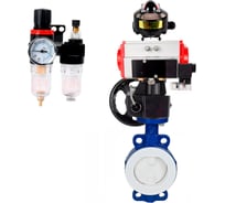 Затвор DN.ru WCB-WCB-PTFE-PTFE-Fb-H Ду80 Ру16 с пневмоприводом, пневмораспределителем, БПВ, БКВ, дублером D050-60194