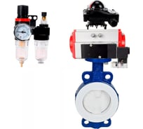 Затвор DN.ru WCB-WCB-PTFE-PTFE-Fb-H Ду100 Ру16 с пневмоприводом, пневмораспределителем, БПВ, БКВ D050-59940