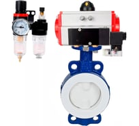Затвор DN.ru WCB-WCB-PTFE-PTFE-Fb-H Ду50 Ру16 с пневмоприводом, пневмораспределителем, БПВ D050-60272