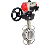 Затвор DN.ru 316L-316L-PTFE Ду200 Ру16 с пневмоприводом, пневмораспределителем, дублером D050-62901