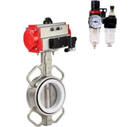 Затвор DN.ru 316L-316L-PTFE Ду50 Ру16 с пневмоприводом, пневмораспределителем, БПВ D050-63086