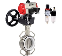 Затвор DN.ru 316L-316L-PTFE Ду250 Ру16 с пневмоприводом, пневмораспределителем, БПВ, дублером D050-63002