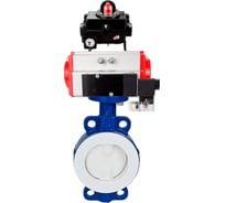 Затвор DN.ru WCB-WCB-PTFE-PTFE-Fb-H Ду80 Ру16 с пневмоприводом, пневмораспределителем, БКВ D050-59605