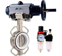 Затвор DN.ru 316L-316L-PTFE Ду80 Ру16 с пневмоприводом, пневмораспределителем, БПВ D050-63053