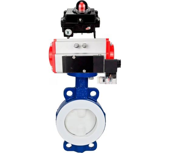 Затвор DN.ru WCB-WCB-PTFE-PTFE-Fb-H Ду80 Ру16 с пневмоприводом, пневмораспределителем, БКВ D050-59613 1