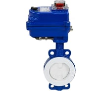 Затвор DN.ru WCB-WCB-PTFE-PTFE-Fb-H Ду50 Ру16 футерованный с электроприводом 003 blue 12В D050-59348