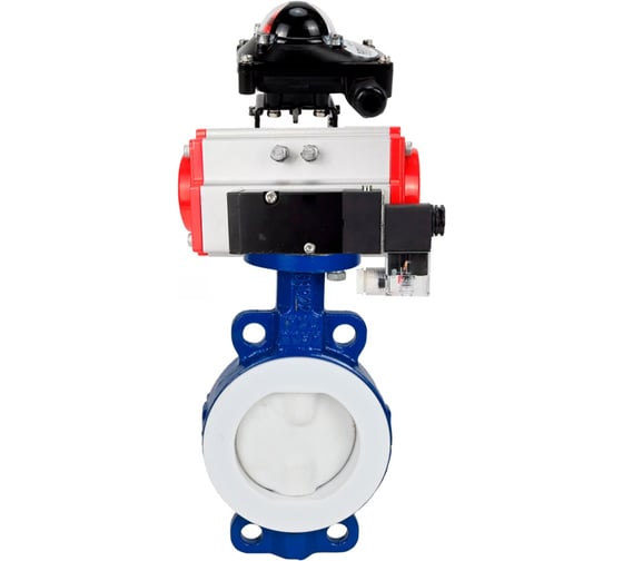 Затвор DN.ru WCB-WCB-PTFE-PTFE-Fb-H Ду50 Ру16 с пневмоприводом, пневмораспределителем, БКВ D050-59492 1