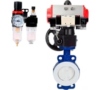 Затвор DN.ru WCB-WCB-PTFE-PTFE-Fb-H Ду125 Ру16 с пневмоприводом, пневмораспределителем, БПВ, дублером D050-60244