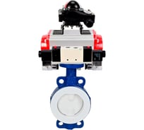 Затвор DN.ru WCB-WCB-PTFE-PTFE-Fb-H Ду65 Ру16 с пневмоприводом, пневмораспределителем, БКВ D050-59516