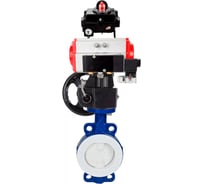 Затвор DN.ru WCB-WCB-PTFE-PTFE-Fb-H Ду80 Ру16 с пневмоприводом, пневмораспределителем, БКВ, дублером D050-59835