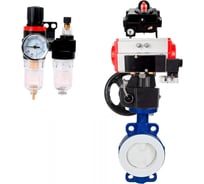 Затвор DN.ru WCB-WCB-PTFE-PTFE-Fb-H Ду65 Ру16 с пневмоприводом, пневмораспределителем, БПВ, БКВ, дублером D050-60201