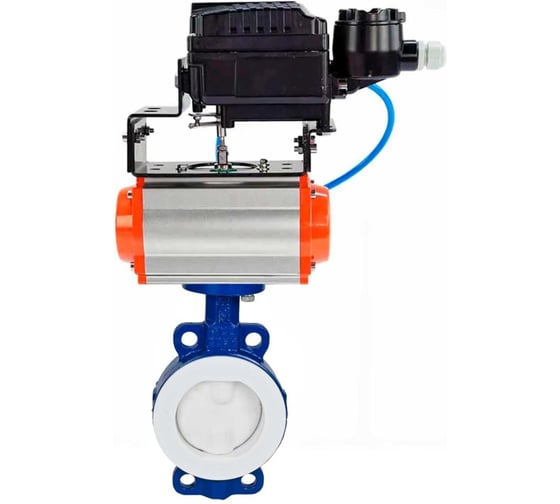 Затвор DN.ru WCB-WCB-PTFE-PTFE-Fb-H Ду125 Ру16 пневмопривод и позиционер D050-59899