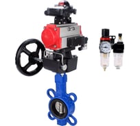 Затвор DN.ru GG25-316L-NBR Ду65 Ру16 с пневмоприводом, пневмораспределителем, БПВ, БКВ, дублером D050-64752