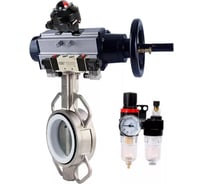 Затвор DN.ru 304-304-PTFE-2W-Fb Ду100 Ру16, пневмопривод, пневмораспределитель, БКВ, БПВ D050-65152