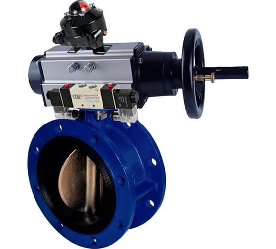 Затвор DN.ru GGG40-304-EPDM-2W-F Ду80 Ру16 пневмопривод, пневмораспределитель, БКВ D050-65353 1