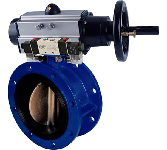 Затвор DN.ru GGG40-304-EPDM-2W-F Ду50 Ру16 пневмопривод, пневмораспределитель D050-65328