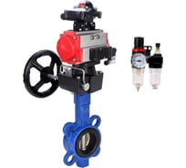 Затвор DN.ru GGG50-316L-NBR Ду80 Ру16 с пневмоприводом, пневмораспределителем, БПВ, БКВ, дублером D050-64873