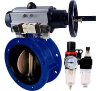 Затвор DN.ru GGG40-304-EPDM-2W-F Ду100 Ру16 пневмопривод, пневмораспределитель, БПВ D050-65358