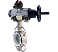 Затвор DN.ru 304-304-PTFE-2W-Fb Ду100 Ру16, пневмопривод, пневмораспределитель, БКВ D050-65131