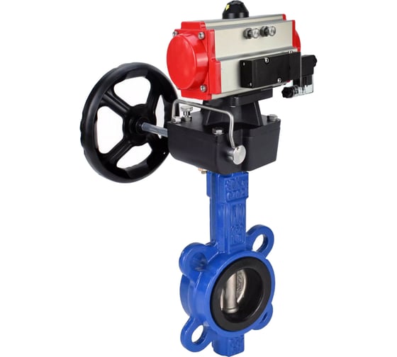 Затвор DN.ru GGG50-316L-NBR Ду125 Ру16 с пневмоприводом, пневмораспределителем, дублером D050-64825 1