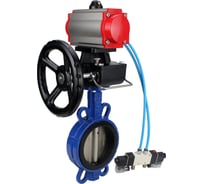 Затвор DN.ru BV-16 Ду150 Ру16 с пневмоприводом, пневмораспределителем, дублером D050-64886