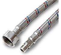 Подводка для смесителя Damento с нержавеющим оплетением, в ПВХ оболочке, 1/2", М10, 100 см, короткая 003853