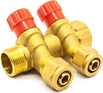 Коллектор Damento Clima c регулирующими вентилями под 45, 3/4*16 цанга на 2 выхода 016245