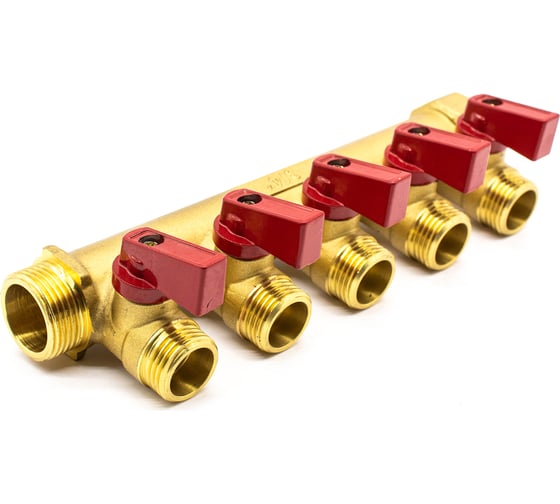 Коллектор Damento Clima  с кранами 3/4"x1/2" на 5 выходов 1/25 016244 1