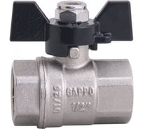 Кран шаровой полнопроходной Gappo ВР-ВР,бабочка из алюминия 1/2" x 1/2" G224.04