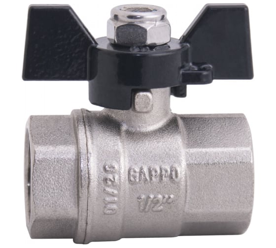 Кран шаровой полнопроходной Gappo ВР-ВР,бабочка из алюминия 1/2" x 1/2" G224.04