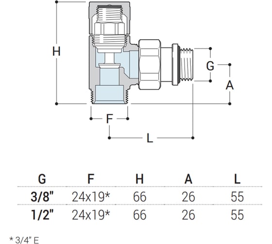 Угловой запорный вентиль SR Rubinetterie Tondera 1/2"х3/4" E, белый 0673-1500VCEA