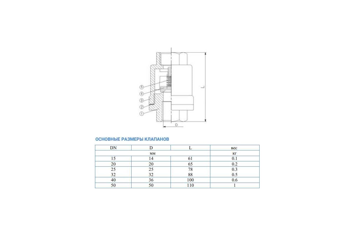 Обратный клапан DN.ru пружинный нержавеющая сталь SS316 LSCV-316 Ду25 ...