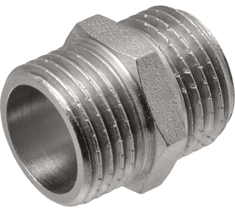 Ниппель MPF 1/2" латунный никелированный под прокладку, для гибкой подводки наружная резьба ИС.072742