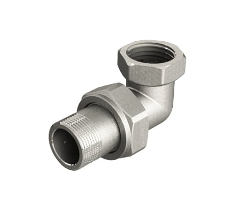 Угловой сгон американка ELSEN НВ, 1/2, 1/2, TIN латунь, с плоским уплотнением EBF27.12T