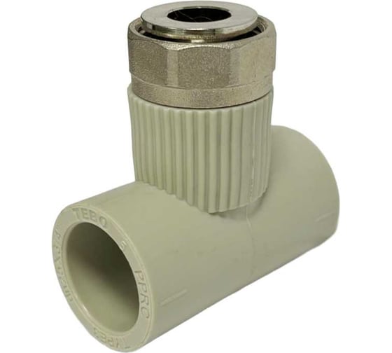 Тройник с накидной гайкой TEBO PPR, 25x3/4", серый 031040705