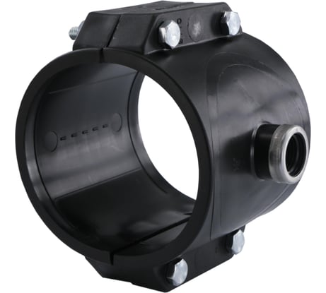 Седелка ПНД Millennium 160×3/4" с металлическим кольцом и внутренней резьбой — усиленный хомут для врезки в полиэтиленовые трубы водоснабжения PFVM16034