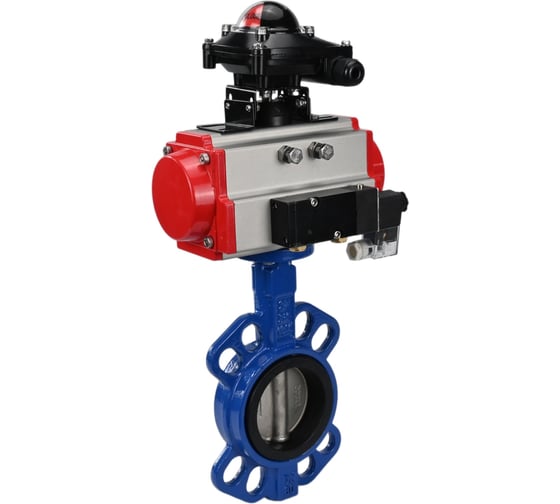 Затвор DN.ru GGG50-GGG40-EPDM Ду80 Ру16 с пневмоприводом, пневмораспределителем, БКВ D050-00244 1