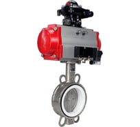 Затвор DN.ru 316L-316L-PTFE Ду200 Ру16 с пневмоприводом, пневмораспределителем, БКВ D050-00182