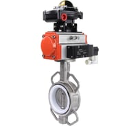 Затвор DN.ru Ду250 Ру16, PTFE, пневмопривод SA-210, пневмораспред. 220В и бкв D050-00184