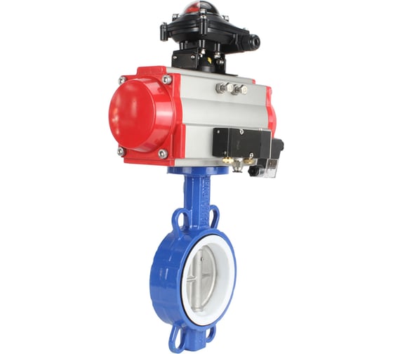 Затвор DN.ru WCB-316L-PTFE Ду125 Ру16 с пневмоприводом, пневмораспределителем, БКВ D050-00332