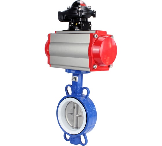 Затвор DN.ru WCB-316L-PTFE Ду125 Ру16 с пневмоприводом, пневмораспределителем, БКВ D050-00332